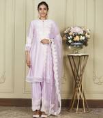 Ruzena periwinkle a-line short kurta with salwar and dupatta set