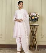 Ruzena pearl blush a-line short kurta with salwar and dupatta set