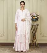 Nargis pearl blush short kurta with garara and dupatta set
