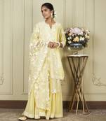 Nargis lemon yellow short kurta with garara and dupatta set