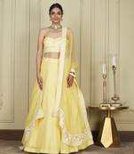 Samrina Lemon Yellow Lehenga With Blouse And Dupatta Set