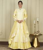 Zahria Lemon Yellow Jacket, Lehenga With Blouse And Dupatta Set