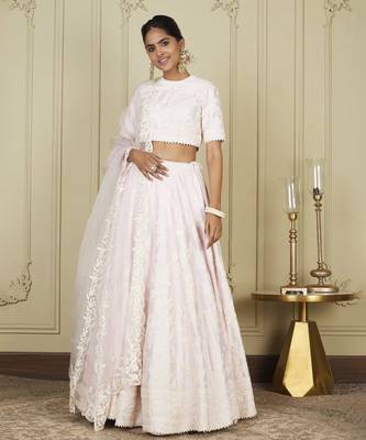 Myra Pearl Blush Lehenga With Blouse And Dupatta Set 1