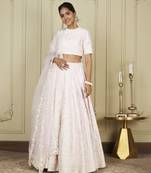 Myra Pearl Blush Lehenga With Blouse And Dupatta Set