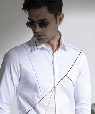 Men   s White plain cotton shirt 4