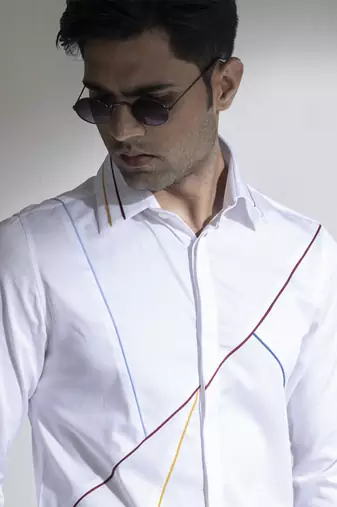 Men   s White plain cotton shirt