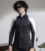 Black and white plain cotton men's shirt