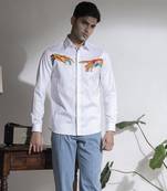 Men’s white cotton printed shirt