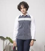 White and blue plain cotton men's shirt