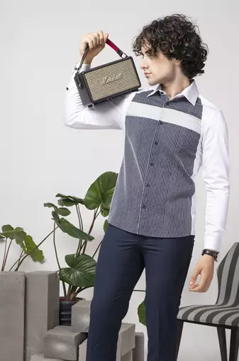 White and blue plain cotton men's shirt
