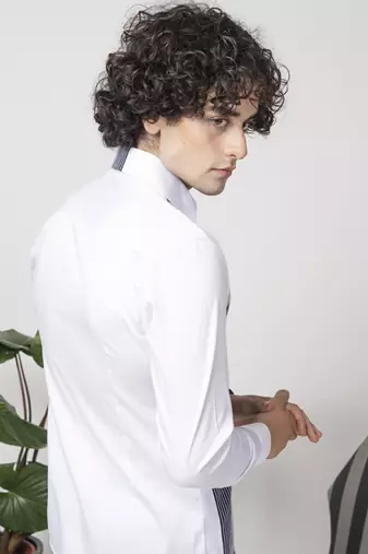 White and blue plain cotton men's shirt