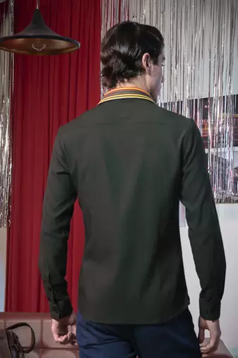 Green plain viscose men's shirt