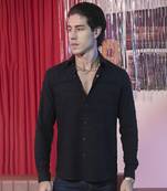 Black plain viscose men's shirt