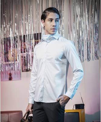 Light blue plain cotton men's shirt 1