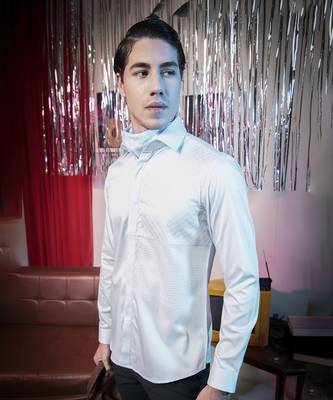 Light blue plain cotton men's shirt 4