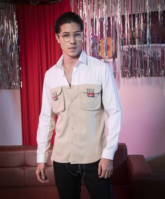 White plain viscose men's shirt for a cohesive look 1