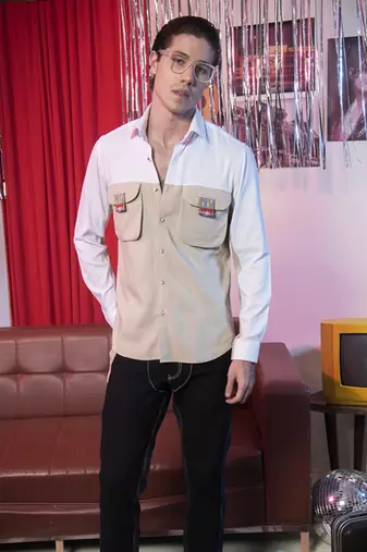White plain viscose men's shirt for a cohesive look