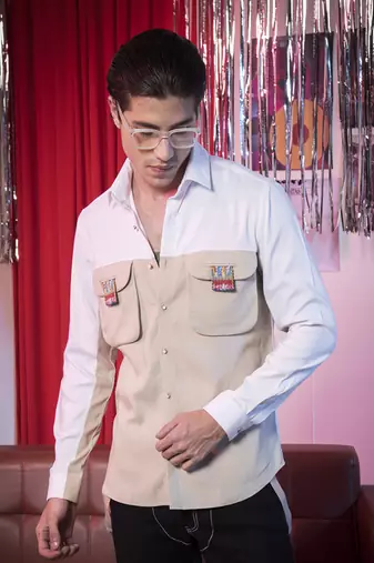 White plain viscose men's shirt for a cohesive look