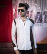 White plain viscose men's frizzy shirt