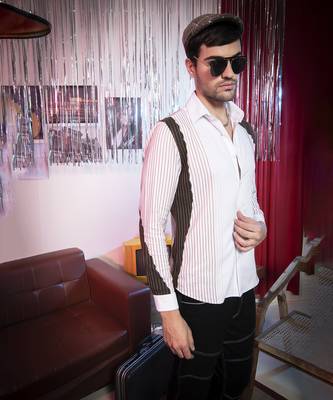 White plain viscose men's frizzy shirt 5