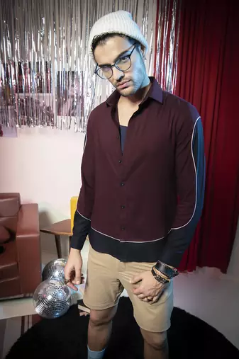 Maroon plain viscose men's shirt