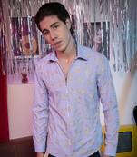 Men’s blue printed cotton shirt