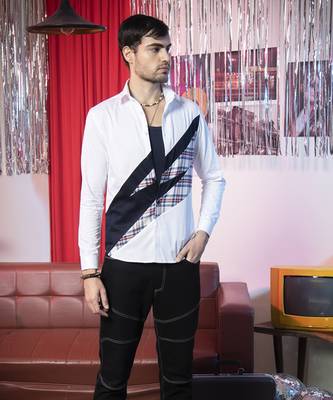 White plain cotton men's casual shirt 1