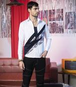 White plain cotton men's casual shirt