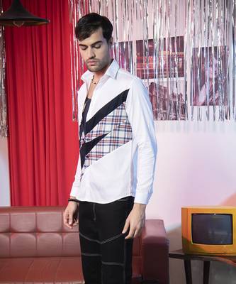 White plain cotton men's casual shirt 4