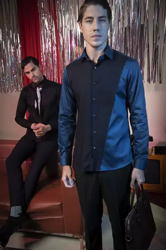 Blue and black plain cotton men's shirt