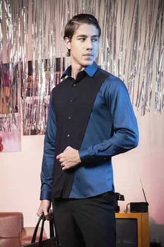 Blue and black plain cotton men's shirt