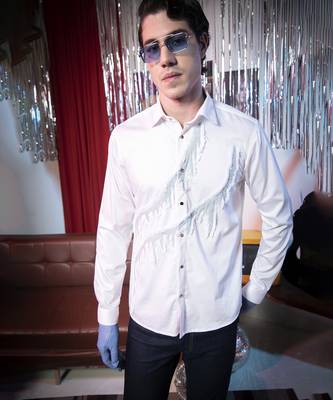 White plain cotton men's shirt contemporary style 1