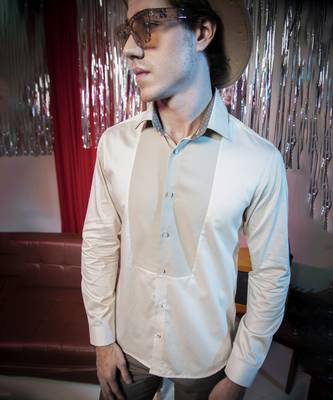 Dark Beige plain cotton men's shirt 4