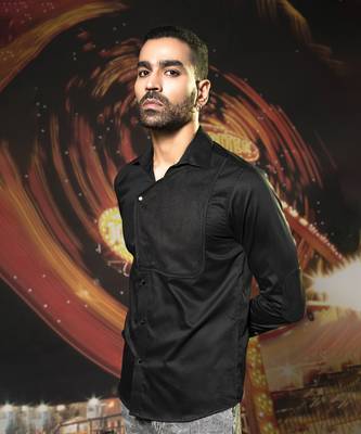 Black plain cotton men's urban chic classic shirt 5