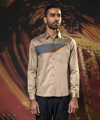 Brown plain cotton men's shirt 1