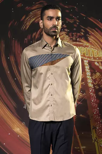 Brown plain cotton men's shirt