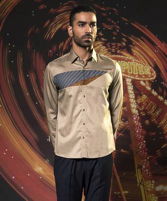 Brown plain cotton men's shirt 3