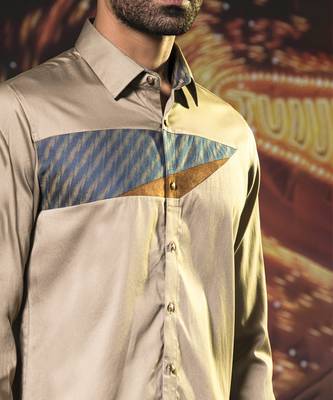 Brown plain cotton men's shirt 4