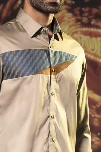 Brown plain cotton men's shirt