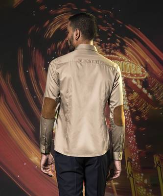 Brown plain cotton men's shirt 5