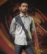 Grey printed cotton men's shirt