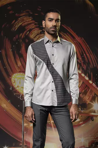 Grey printed cotton men's shirt