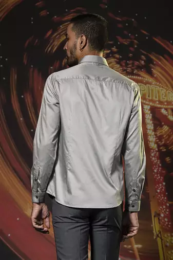 Grey printed cotton men's shirt
