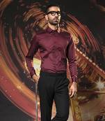 Maroon plain cotton men's shirt