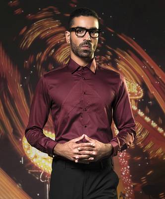 Maroon plain cotton men's shirt 4