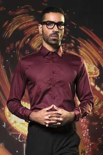 Maroon plain cotton men's shirt