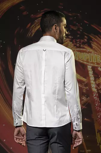 White printed cotton men's shirt with art work design