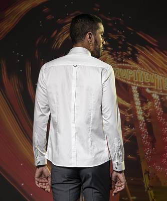 White printed cotton men's shirt with art work design 3