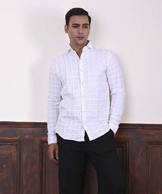 White plain viscose men's shirt 1
