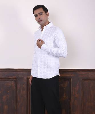 White plain viscose men's shirt 2